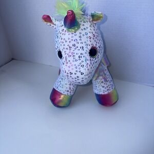 Walgreens Unicorn Plush Rainbow Sparkle Shimmery Metalic Stuffed Animal Toy 12"